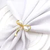 Servettringar 6pcs Golden Cute Pearl Bow Shape Serviette Spänne för bröllopsfestbord Dekoration Köksartiklar