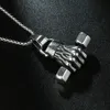 Pendant Necklaces Personality Creative Titanium Steel Necklace Does Not Fade Fitness Fist Dumbbell Sports Punk Hip Hop Power Jewel5711373