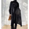 Black Woollen Coat for Women's Winter Sashes Lantern Sleeve Loose High Quality Office Lady's Wool Coats Jackets 210608