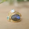 Klusterringar doreenbeads unika guldfärg aqua blå skal ring pärla bröllop smycken gåvor för kvinnor flicka mode trendig 1 bit