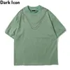 Wide Neck Plain T-shirt with Chain Summer Crew Neck Hipster Men's Tshirts Cotton Tee Shirts 210603