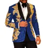 Ternos Masculinos Blazers 2 Peças Slim Fit Brilhante Lantejoulas Ouro Applique Prom Smoking Tuxedos Noivos Jaqueta Conjunto de Festa de Casamento (Blazer + Calças)