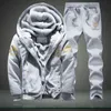 OEE Warm Sport Pak Mannen 2 Stuks Set Winter Sportuit Thermal Hoodies Sets Fleece Trainingspak Winddichte Gym Sportswear 211220