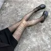 Kadın Seksi Şeffaf Baskı Yazıtlar Mektup Naylon Tayt Vintage Desenli Dövme Külotlu Çorap Çorapları Kulübü Parti X0521