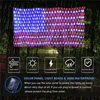 American Flag String Lights IP65 Vattentät 2 * 1m 420 LED Solar Net Light 8 Modes Fjärrkontroll United States Juldekorationer Festival Holiday Party