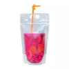 2021 Drinkware Clear Drink Pouches Bags frosted Zipper Stand-up Plastic Drinking Bag with straw and holder Reclosable Heat-Proof 500ml