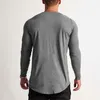 Yeni Moda Uzun Kollu T Gömlek Erkekler Spor T-shirt Erkekler Spor erkek Katı O-Boyun Spor Salonları Vücut Geliştirme Tshirt Homme 210421