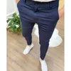 Pantalons décontractés pour hommes, coupe cintrée, à la mode, avec fermeture éclair, uni, grande taille 3xl 4xl, pour le travail quotidien, Streetwear