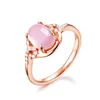 Groothandel opening rose quartz ringen vier klauw hibiscus steen vrouwelijke druif emerald ring Valentijnsdag cadeau