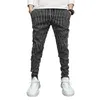 Mode hommes pantalons décontracté affaires coupe ajustée rayé maigre pantalons longs hommes