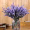 Flores decorativas Coronas 10 Ramo de lavanda flocado artificial Novia falsa Hogar DIY Piso Jardín Oficina Decoración de la boda Púrpura