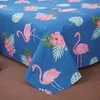 Bonenjoy 3 pcs conjuntos de folha plana com fronha para cama de solteiro azul cor vermelho flamingos lençóis para crianças Cartoon Cama folha 210626