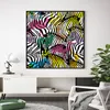 Kolorowe obrazy Zebra Wall Art Plakaty i odbitki do salonu Nowoczesne zwierząt Cuadros Dekoracja Big Size Canvas Art