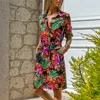 Aachoae Dress 2020 Summer Striped A-line Print Boho Beach Dresses Women Long Sleeve Office Shirt Dress Mini Party Dress Vestidos X0521