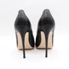 Casual Designer office lady fashion women shoes Nude black lambskin leather pointy toe stiletto stripper High heels Prom Evening pumps large size 44 12cm