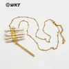 Wt-n1124 wkt colares de água doce de alta qualidade pingente pingente anti-fade inteira de cor de ouro inteira jóias