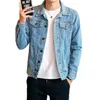Moda Erkek Denim Ceketler Slim Fit Jeans Ceket Pamuk Dış Giyim Ceket Uzun Kollu Delik Erkek Giyim Boyutu M-4XL 211110
