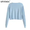 Women Fashion Single Breasted Cropped Knitted Cardigan Sweater Long Sleeve Female Outerwear Chic Tops 210420