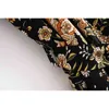 Bohemia V cuello naranja flor impresión larga kimono camisa negro étnico mujeres con cordones arco fajas cardigan blusa suelta tops 210719