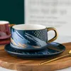 Or jante en céramique tasse à café tasses bureau créatif tasse à thé petit déjeuner lait tasses soucoupe costume avec plat cuillère ensemble verres