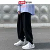 LAPPSTER Uomini Giapponesi Streetwear Solid Baggy Jogging Pantaloni Uomo Coreano Moda Hip Hop Pantaloni sportivi Coppia Pantaloni neri 5XL 211201