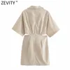 Women Sexy Waist Cut Off Solid Slim Mini Dress Office Ladies Short Sleeve Back Zipper Casual Business Vestidos DS8294 210416