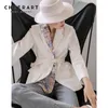 Tasarımcı Beyaz Lace Up Blazer Kadınlar Atkılar Kore Ceket Ve Ceket Moda Bayanlar Uzun Kollu 210427 Suits