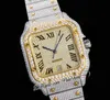 2021 XL asphaltierte Diamanten ETA A2824 Automatische Herrenbeobachtung Watch Watch Watch Watch Watch Watch Two -Tone Yellow Gold Roman Schnellschalter SS Armband Schmuck Super Edition Rein Edition C3