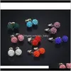 Drop Delivery 2021 Rhinestone Pave Clay Set 8mm Micro Disco Ball Crystal Stud örhängen för kvinnor Fashion Jewelry