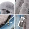 Maomaokong natural fur big collar Jacket jacket denim Loose fashion Removable lining Park leather coat women's cloth 211018