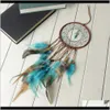 Objets décoratifs Figurines Aents Décor Gardenhandmade Dream Catcher Plumes Décoration Pour Voiture Mur Chambre Décor À La Maison Suspendus Dreamcatcher