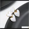 & Chandelier Earrings Jewelry Delivery 2021 Unique Design White Shape Dangle For Women Charm Double Heart Statement Drop Earring Two Ways To