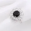 2021 Set di gioielli in argento con zirconi neri verdi blu per bracciale da donna orecchini a bottone collana pendente anello regalo
