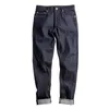 Maden Vintage Mens Denim Jean Big Tall Regular Fit Rak Ben Raw Selvedge Jeans Mörkblå Pant Classic Byxor Trus 210716