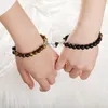 Frisado, Strands 2 pcs Pedra Natural Grânulos Pulseira Set para Mulheres Homens Atraente Distância Coração Magnética Pulseiras Amizade Casal Jóias 2