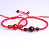 Drop Shipping Chinese Style Handmade Lucky Red String Bransoletki Bransoletki Czerwone Black Agates Kamień Koraliki Mężczyźni Kobiety Pary Bransoletka1 1264 Q2