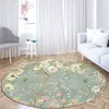 Round Pink Flowers Area Rugs Large Anti Slip Soft Home Living Room Bedroom Bathroom Floor Mats Print Decorate Carpet 220301