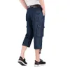 Pantaloncini di jeans Calzoni estivi da uomo Multi tasca laterale Casual Bermuda Maschio Dritto Lungo Denim blu Pantaloncini larghi da uomo 210329