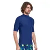 Tek Parça Takım Elbise Erkek Uzun Kollu Döküntü Koruyucu - UPF 50+ UV Güneş Korumalı Yüzme Sörf Tişörtü Erkekler İçin Likralı Basic Skin Wetsuit Sıkı Kalıp Yüzme