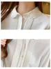 Blouse blanche à manches longues Collier de poupée Chemisier en mousseline de soie Chemise Tops Blouse Femmes Blusas Mujer de Moda Femmes Vêtements Blusa E122 210426