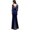 Nice-forever Elegant Sexy Backless Lace Patchwork Gown Celebrity Party Bodycon Women Mermaid Maxi Dress btyA019 210419