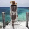 Cardigan in pizzo da donna Copricostume bikini Abbigliamento da spiaggia Vacanza Boho Abito da donna trasparente a maniche lunghe in rete Costume da bagno floreale da donna