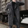 Hommes laine mélanges 2022 veste automne hiver à manches longues affaires décontracté Double boutonnage col rabattu Trench manteau hommes pardessus Viol22