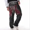 Mode Baggy Style hommes Jeans HipHop ample grande poche garçons Skateboard Rap Punk en détresse noir Cowboy pantalon