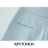 Женщины шикарные моды офис носить боковые карманы прямые шорты старинные высокие талии молния летающие женские короткие штаны mujer 210416