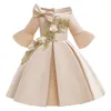 Weihnachten Kinder Mädchen Hochzeit Blumenkleid Prinzessin Party Spitze Applikationen Elegant Winter Baby Geburtstag 210508