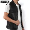 Vests dos homens Zogaa Mens Vest Biker Motocicleta Motocicleta Hip Hop Waistcoat Masculino Faux Couro Punk Jackets Sólida Primavera Primavera Homens Sem Mangas Pu