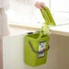 Hooks & Rails Household Cabinet Door Wall-mounted Small Trash Can Plastic Mountable Basket Bucket Hanging Waste Bin With Lid For Office