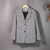 Colorfaith Autumn Winter Women's Blazers Plaid Buttons Pockets Jackets Checkered Vintage Oversize Lady Wild Tops JK7966 210930