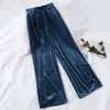 Velour Women Pants Solid Chic Korean Style Drawstring Mujer Pantalones Autumn Winter Trousers 17935 210415